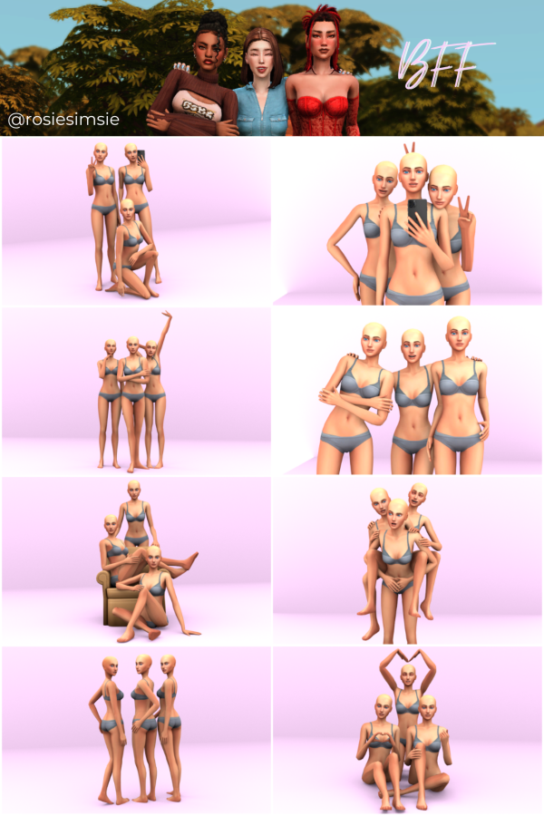 Mix Posepack BFF by simsfinds - The Sims 4 Custom Content