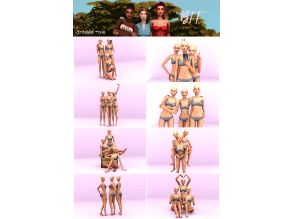 Mix Posepack BFF by Rosiesimsie - The Sims 4 Custom Content