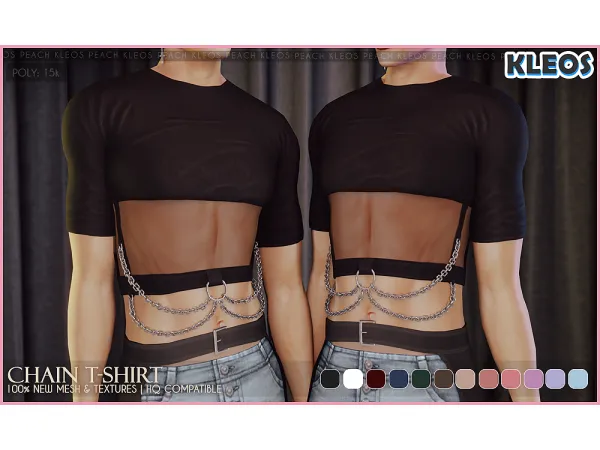 Alpha PEACH Chain T shirt by smsims - The Sims 4 Custom Content