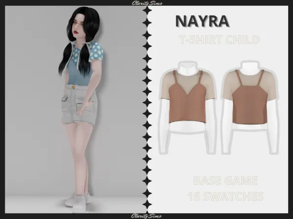 Alpha Nayra T Shirt Child by clarity-sims - The Sims 4 Custom Content
