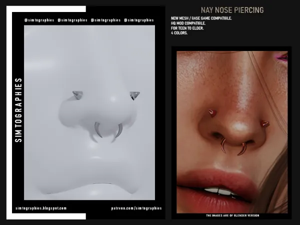 Alpha Nay Nose Piercing by simtographies - The Sims 4 Custom Content