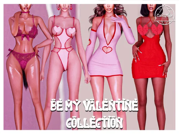 Alpha Be My Valentine Collection Dress with Gloves 2 Sets of Lingerie by simsfinds - The Sims 4 Custom Content