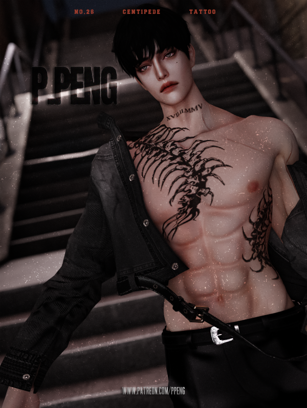 Mix [SIMS4TS4]PPENG Tattoo N026 Centipede HQ by simsfinds - The Sims 4 Custom Content