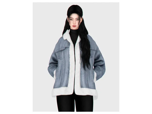 Alpha Aspen Jeans Fur Jacket by backtrackcc - The Sims 4 Custom Content