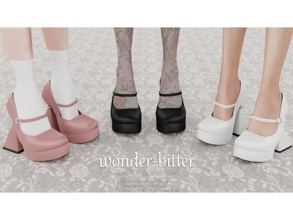 Alpha Lamoda Dizzy Block Heels by wonder-bitter - The Sims 4 Custom Content