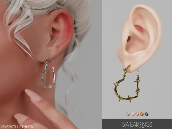 Alpha Bia earrings by overkillsimmer - The Sims 4 Custom Content
