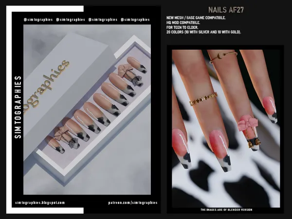 Alpha Nails AF27 by simtographies - The Sims 4 Custom Content