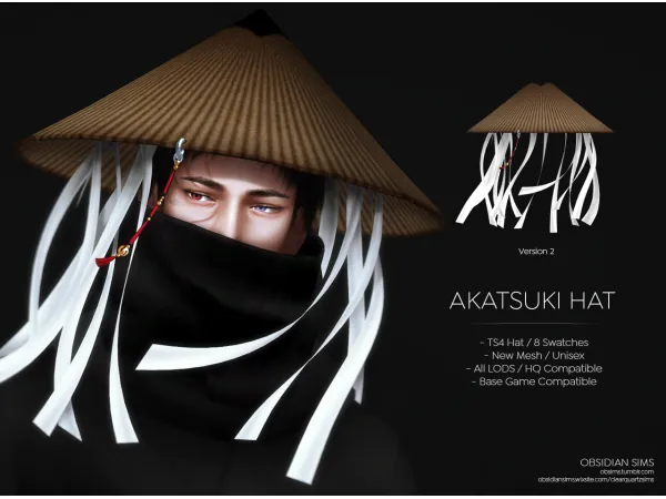 Alpha AKATSUKI HAT New mesh by simsfinds - The Sims 4 Custom Content