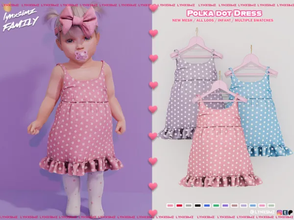 Alpha Polka Dot Dress Infant by simsfinds - The Sims 4 Custom Content