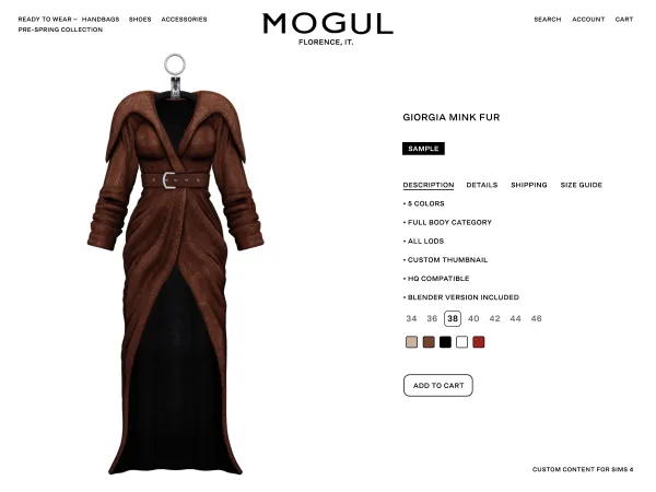 Mix MOGUL Giorgia Mink Fur (Sample) - The Sims 4 Custom Content
