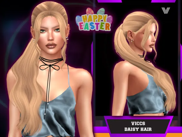 Alpha VICCS_SIMSTER WEEK_DAISY HAIR (TEEN ELDER) by viccs - The Sims 4 Custom Content