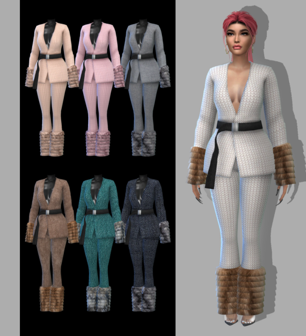 Alpha Blazer and trousers with fur trim by fusionstylesims4 - The Sims 4 Custom Content