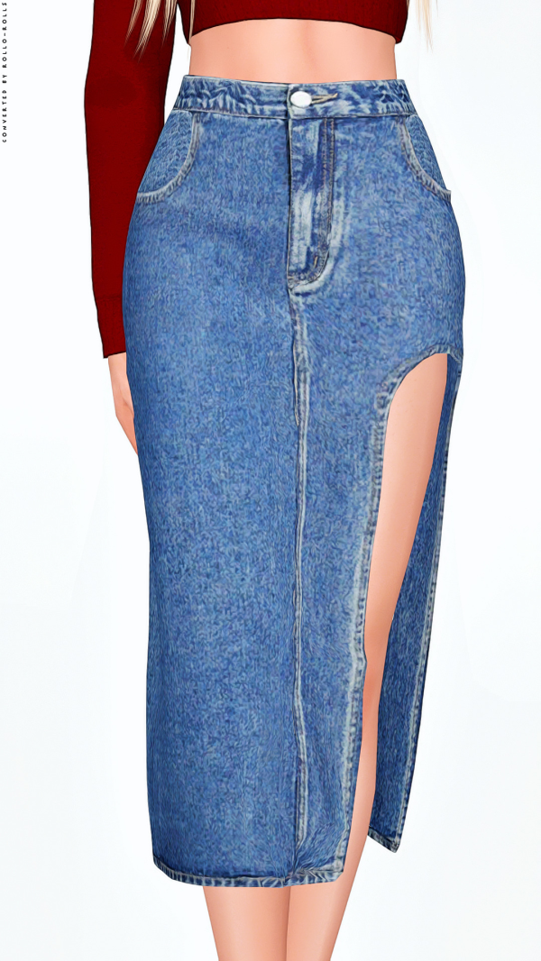 Elliesimple Front Split Denim Skirt 4t3 by simsfinds - The Sims 3 Custom Content