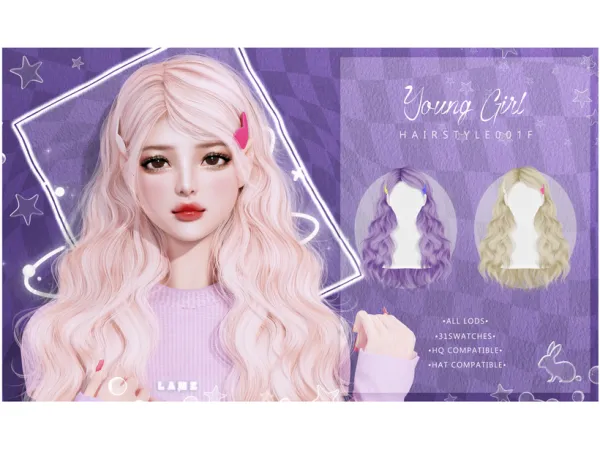 Alpha LAMZ_Young Girl'sHairstyles_001F by simsfinds - The Sims 4 Custom Content