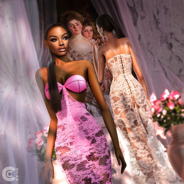 Alpha Strapless, Lace up Corset Dress cool_content_star by cool_content_star - The Sims 4 custom content