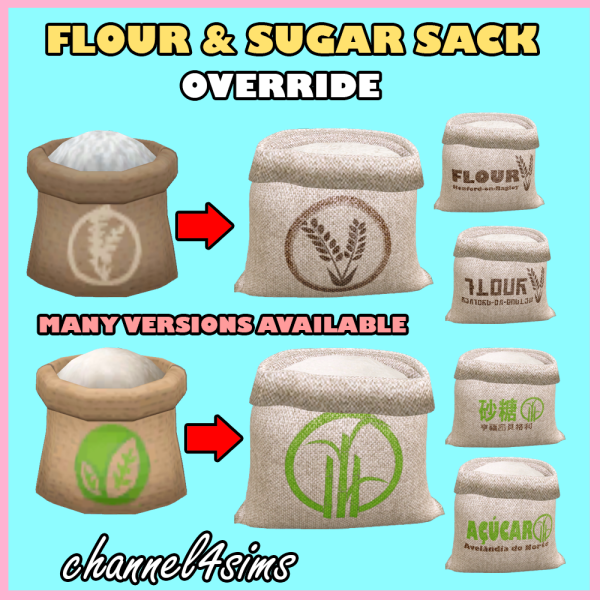Maxis Match Flour and Sugar Sack Override by simsfinds - The Sims 4 Custom Content