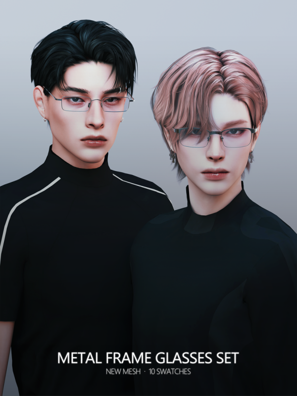 Alpha Metal Frame Glasses Set by simsfinds - The Sims 4 Custom Content