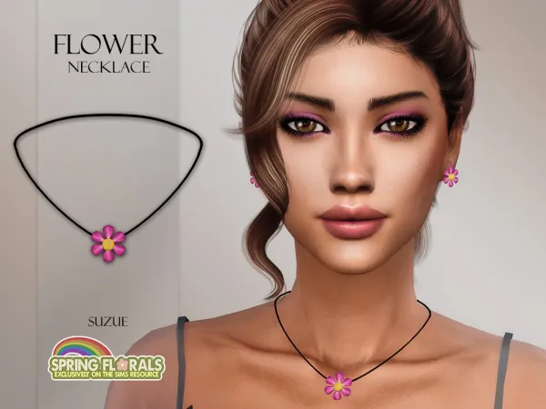 Alpha Flower Necklace by simsfinds - The Sims 4 Custom Content