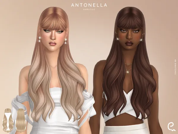 Maxis Match [EnriqueS4] Antonella Hairstyle by simsfinds - The Sims 4 Custom Content