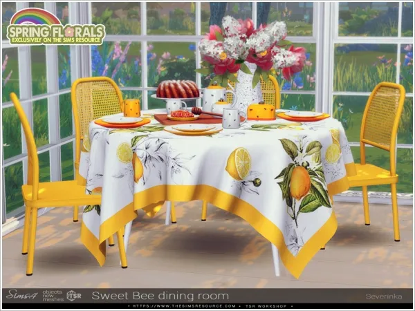 Alpha Sweet Bee dining room - The Sims 4 Custom Content