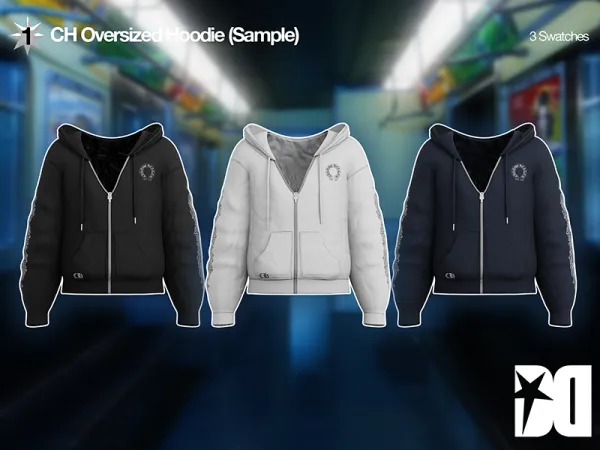 Alpha CH Oversized Hoodie (Sample) - The Sims 4 Custom Content