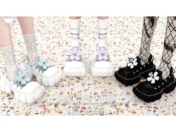 Alpha untitled thick flower sole platform shoes - The Sims 4 Custom Content