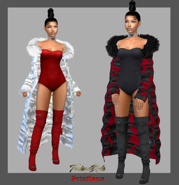 Alpha Coat with a fur collar by fusionstylesims4 - The Sims 4 Custom Content