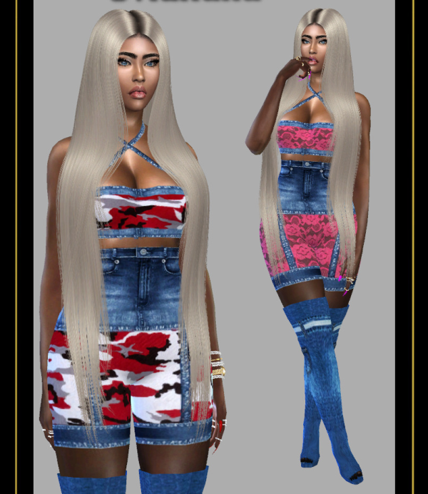 Alpha Combined denim suit by fusionstylesims4 - The Sims 4 Custom Content