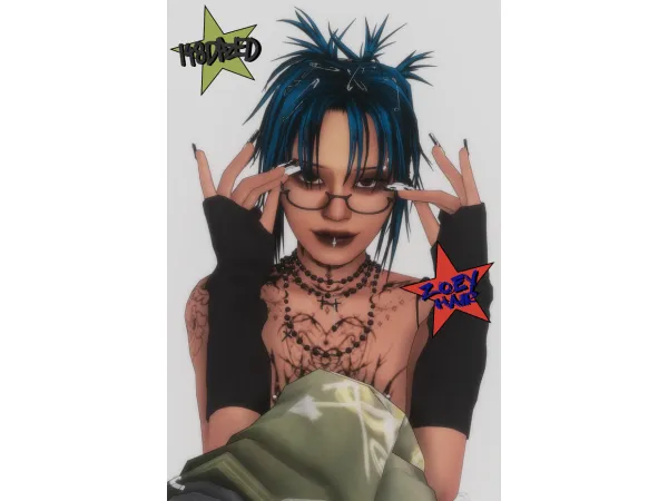 Mix ZOEY HAIR by 148DAZED - The Sims 4 Custom Content