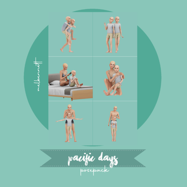 Mix Pacific Days Posepack by melbennett - The Sims 4 Custom Content