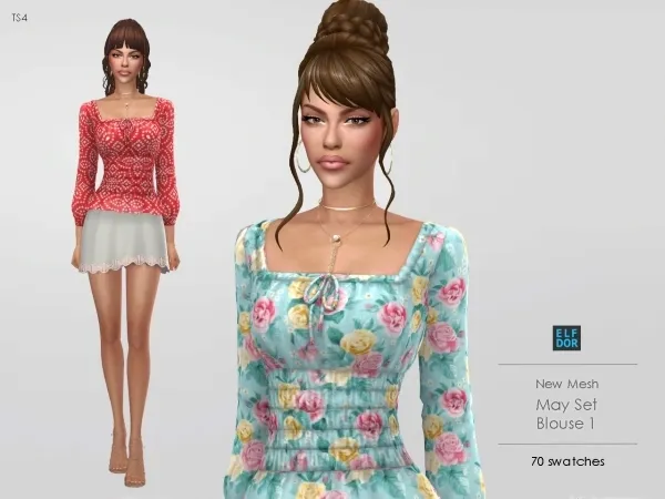 Maxis Match Spring Blouse 1 by elfdor - The Sims 4 Custom Content