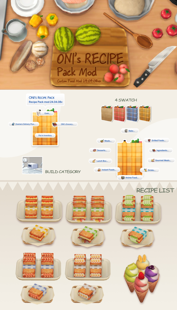 Maxis Match Oni's Recipe Pack_custom food mod_240408 by simsfinds - The Sims 4 Custom Content
