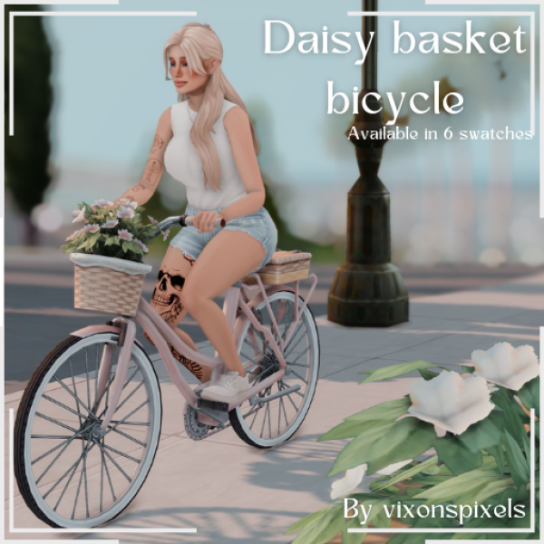 Maxis Match Daisy basket bicycle by simsfinds - The Sims 4 Custom Content