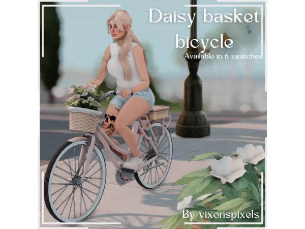 Maxis Match Daisy basket bicycle by vixonspixels - The Sims 4 Custom Content
