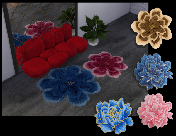 Alpha Rugs FLOWER by fusionstylesims4 - The Sims 4 Custom Content
