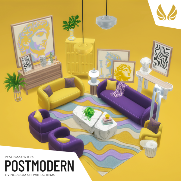 Maxis Match Postmodern Living Vibrant Modern Set for Your Sims by simsfinds - The Sims 4 Custom Content