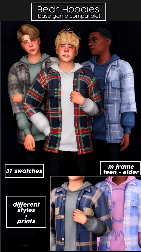 Maxis Match Bear Hoodies (bgc) by simsfinds - The Sims 4 Custom Content