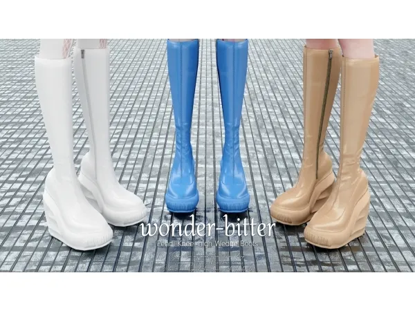 Alpha Fendi Knee high Wedge Boots by wonder-bitter - The Sims 4 custom content