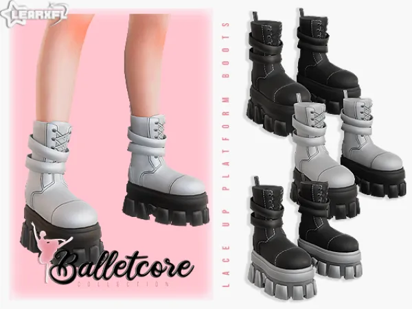 Alpha Balletcore Collection LaceUp Platform Boots [36 Items] by Learxfl - The Sims 4 Custom Content