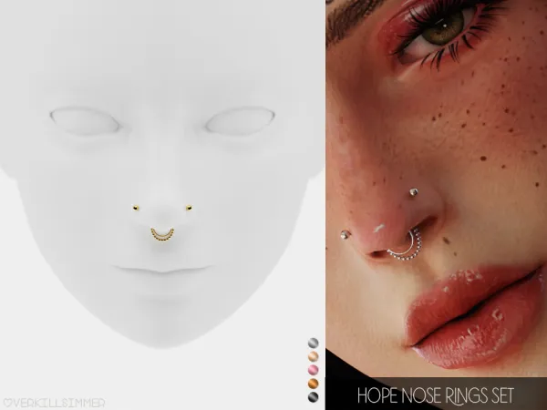 Alpha Hope nose rings set by overkillsimmer - The Sims 4 Custom Content