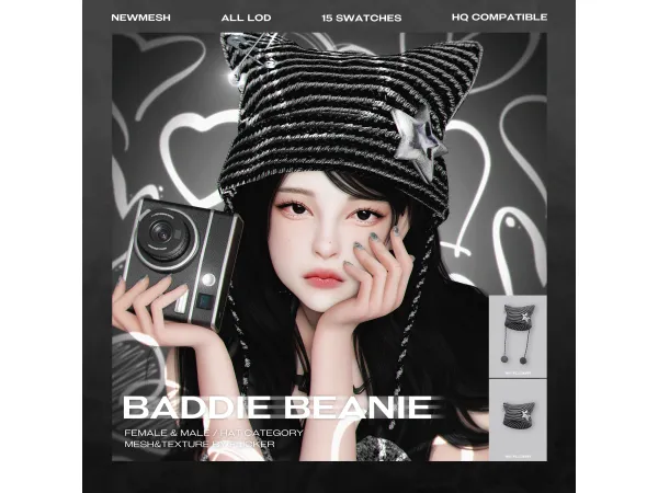 Alpha [IN GAME Ver] BADDIE BEANIE by FLICK__ER - The Sims 4 Custom Content