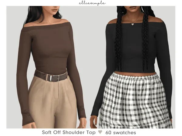 Alpha elliesimple soft off shoulder top by elliesimple - The Sims 4 Custom Content