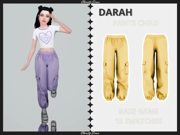 Alpha Darah Pants Child by clarity-sims - The Sims 4 Custom Content