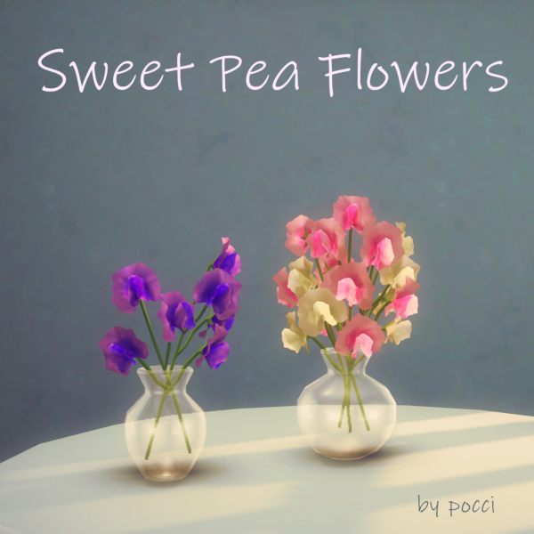 Mix Sweet Pea Flowers in Glass Vase by simsfinds - The Sims 4 Custom Content