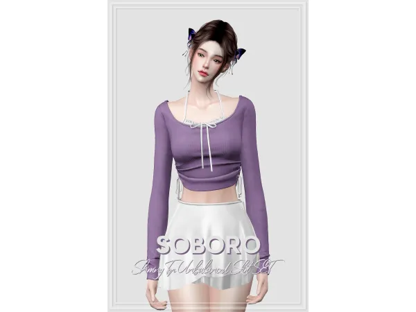 Alpha SOBORO Shirring Top Unbalanced Skirt by soboro - The Sims 4 Custom Content