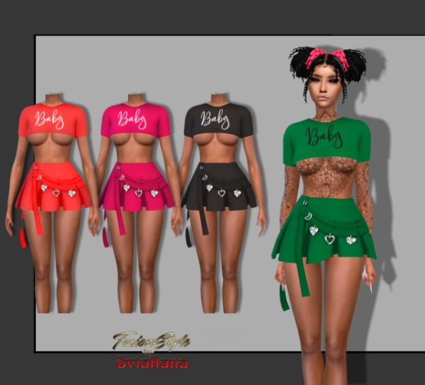 Alpha Crop top skirt by fusionstylesims4 - The Sims 4 Custom Content