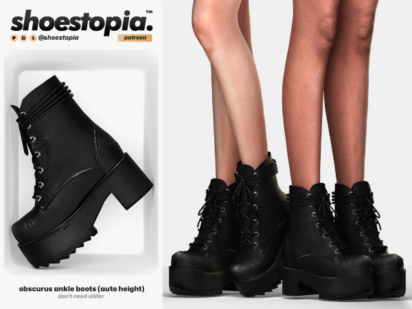 Alpha Obscurus Ankle Boots by shoestopia - The Sims 4 Custom Content