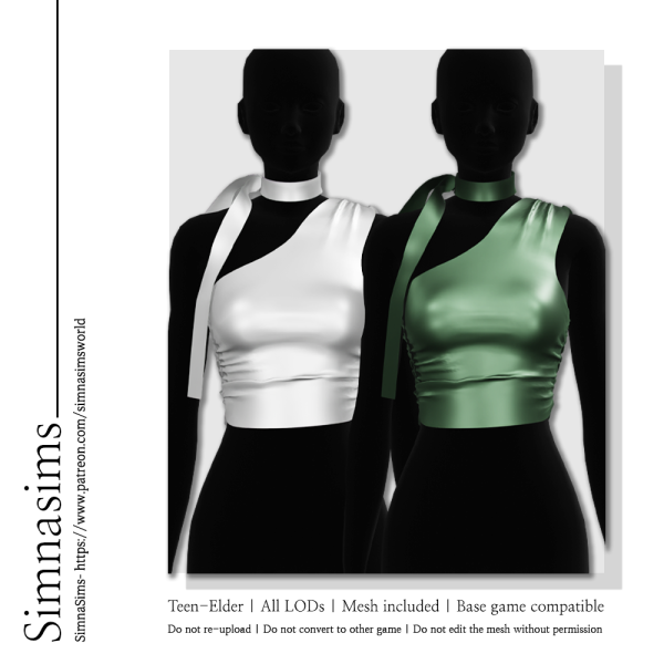 Alpha Melanie silk top by simsfinds - The Sims 4 Custom Content