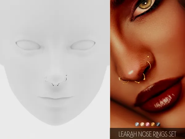 Mix Learah nose rings set by overkillsimmer - The Sims 4 Custom Content