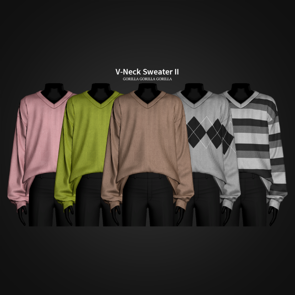 Alpha V Neck Sweater II by simsfinds - The Sims 4 Custom Content